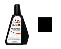 This 2 oz. bottle of ink works on all Ideal, Trodat, & Shiny self-inking stamps. Water-based ink in black ink colors. Ships quick!