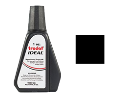 This 1 oz. bottle of ink works on all Ideal, Trodat, & Shiny self-inking stamps. Water-based ink in black ink colors. Ships quick!