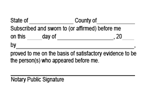 This notary public stamp allows for legal execution of a jurat for official documents. Available in black ink only. Ships quick!