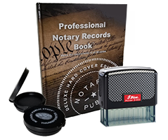 Texas Notary Standard Kit - Rectangle Stamp, Ledger Book & Thumbprint Pad