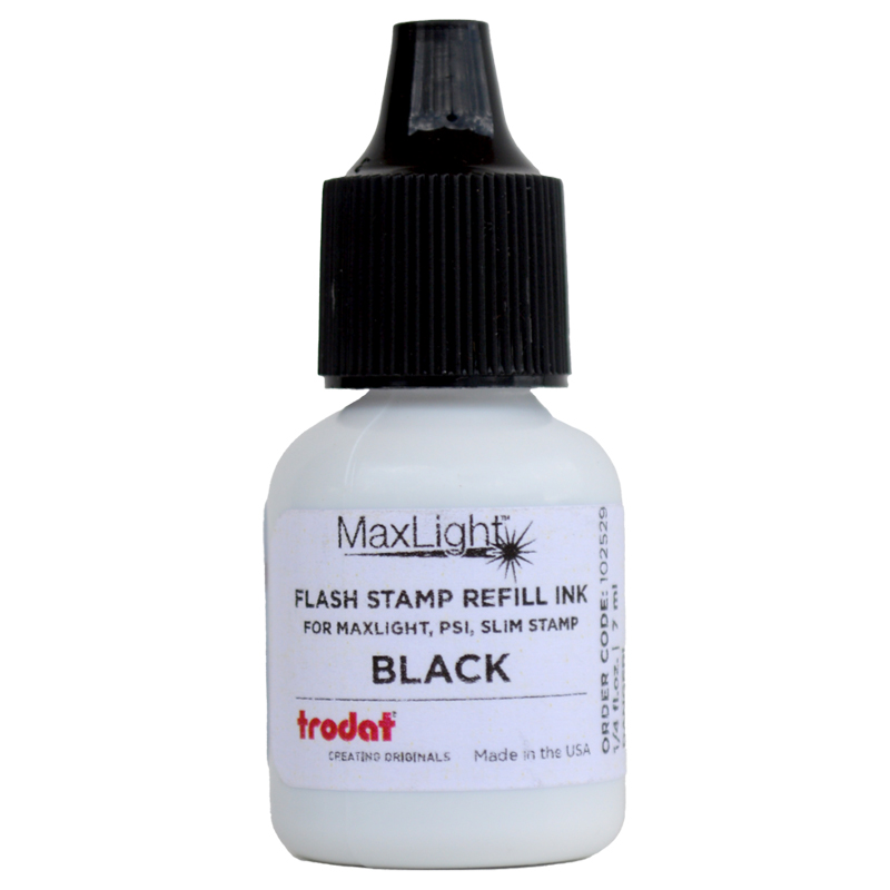 Refill ink for all Maxlight, Slim and Super Slim stamps. Available in black ink color. Ships quick!