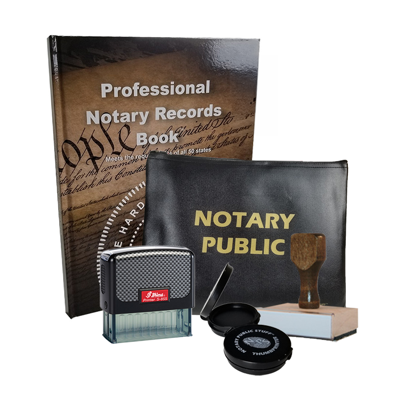 This Texas notary premium kit, meets all state requirements & is available on 5 mount choices with record book thumbprint pad, notary bag & a stock notary stamp.