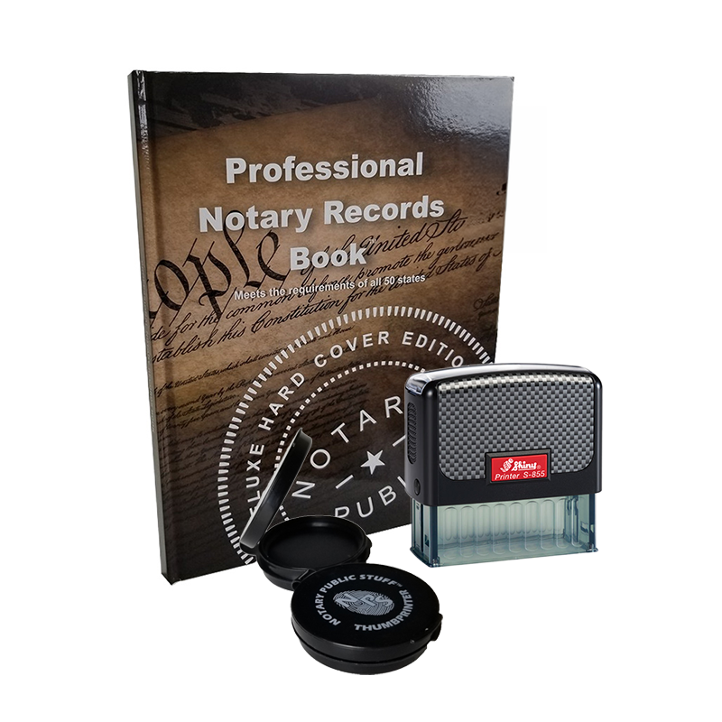 Texas Notary Standard Kit - Rectangle Stamp, Ledger Book & Thumbprint Pad